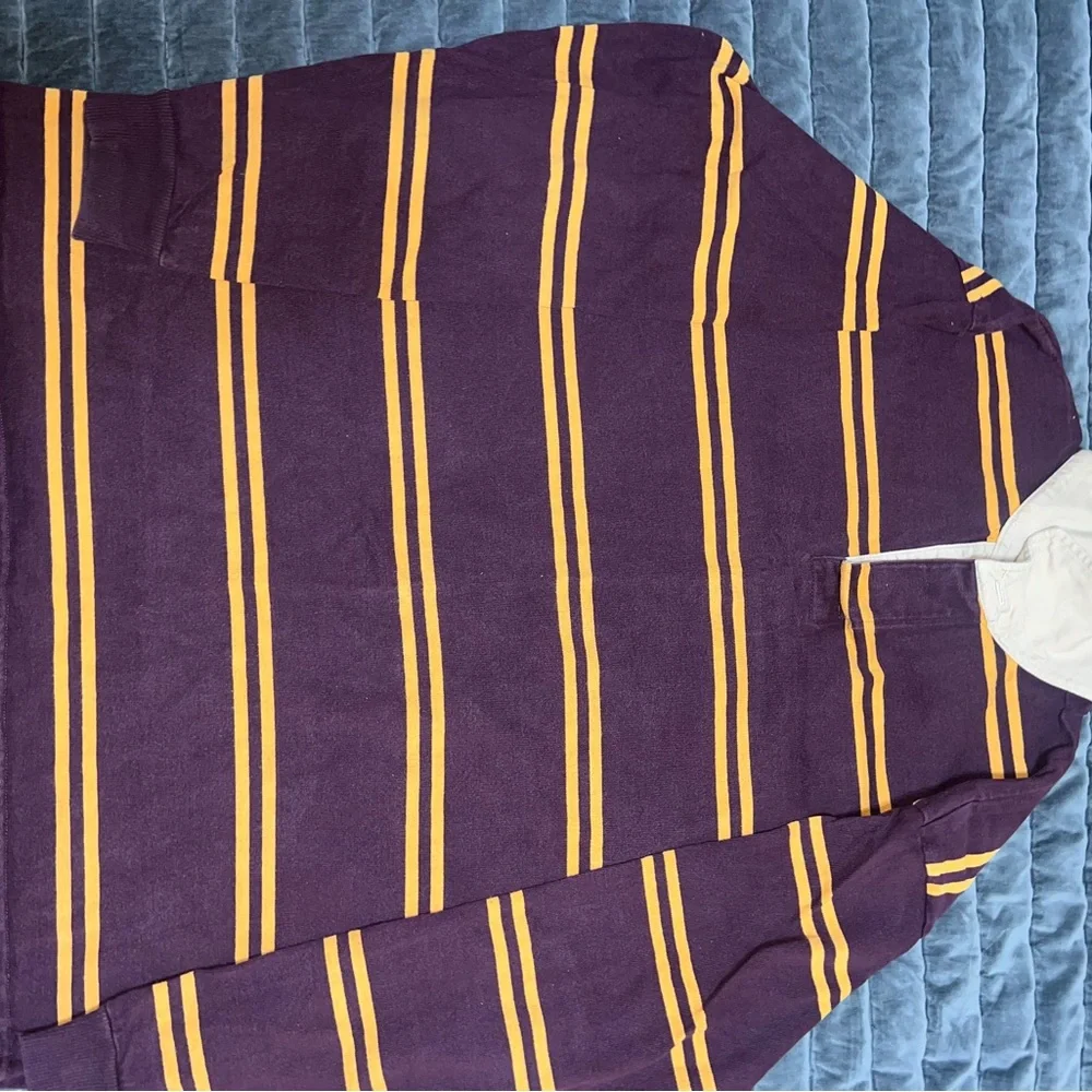 Vintage Gant Striped Purple and Yellow Rugby Shirt - Picture 1 of 3